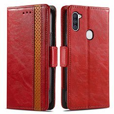 Funda de Cuero Cartera con Soporte Carcasa S02D para Samsung Galaxy M11 Rojo