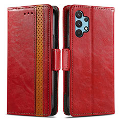 Funda de Cuero Cartera con Soporte Carcasa S02D para Samsung Galaxy M32 5G Rojo