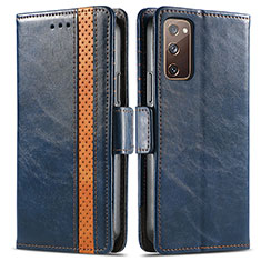 Funda de Cuero Cartera con Soporte Carcasa S02D para Samsung Galaxy S20 FE (2022) 5G Azul