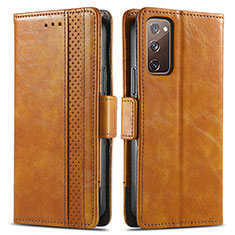 Funda de Cuero Cartera con Soporte Carcasa S02D para Samsung Galaxy S20 FE 4G Marron Claro