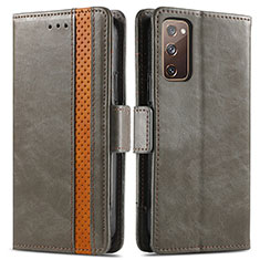 Funda de Cuero Cartera con Soporte Carcasa S02D para Samsung Galaxy S20 FE 5G Gris