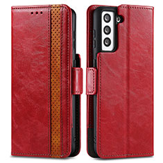 Funda de Cuero Cartera con Soporte Carcasa S02D para Samsung Galaxy S21 Plus 5G Rojo