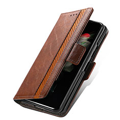 Funda de Cuero Cartera con Soporte Carcasa S02D para Samsung Galaxy Z Fold4 5G Marron