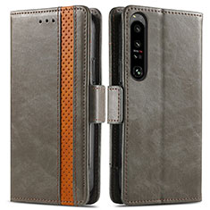 Funda de Cuero Cartera con Soporte Carcasa S02D para Sony Xperia 1 IV Gris