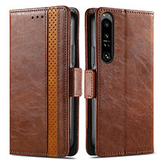 Funda de Cuero Cartera con Soporte Carcasa S02D para Sony Xperia 1 IV Marron