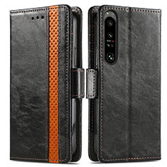 Funda de Cuero Cartera con Soporte Carcasa S02D para Sony Xperia 1 IV Negro