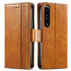 Funda de Cuero Cartera con Soporte Carcasa S02D para Sony Xperia 1 IV SO-51C Marron Claro