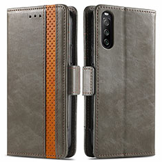 Funda de Cuero Cartera con Soporte Carcasa S02D para Sony Xperia 10 III Gris