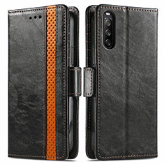 Funda de Cuero Cartera con Soporte Carcasa S02D para Sony Xperia 10 III Negro