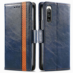 Funda de Cuero Cartera con Soporte Carcasa S02D para Sony Xperia 10 IV SO-52C Azul