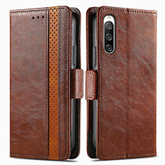 Funda de Cuero Cartera con Soporte Carcasa S02D para Sony Xperia 10 IV SO-52C Marron