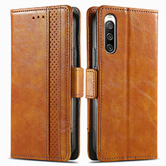 Funda de Cuero Cartera con Soporte Carcasa S02D para Sony Xperia 10 IV SO-52C Marron Claro