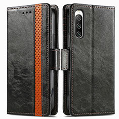 Funda de Cuero Cartera con Soporte Carcasa S02D para Sony Xperia 10 IV SO-52C Negro