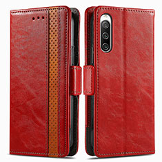 Funda de Cuero Cartera con Soporte Carcasa S02D para Sony Xperia 10 IV SO-52C Rojo