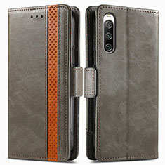 Funda de Cuero Cartera con Soporte Carcasa S02D para Sony Xperia 10 IV SOG07 Gris