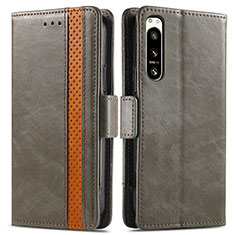 Funda de Cuero Cartera con Soporte Carcasa S02D para Sony Xperia 5 IV Gris