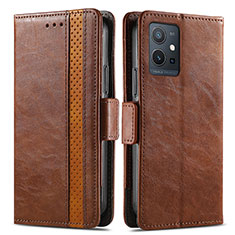 Funda de Cuero Cartera con Soporte Carcasa S02D para Vivo T1 5G India Marron