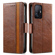 Funda de Cuero Cartera con Soporte Carcasa S02D para Xiaomi Mi 11T 5G Marron