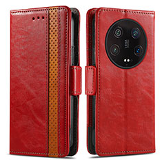 Funda de Cuero Cartera con Soporte Carcasa S02D para Xiaomi Mi 13 Ultra 5G Rojo