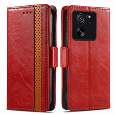 Funda de Cuero Cartera con Soporte Carcasa S02D para Xiaomi Mi 13T 5G Rojo