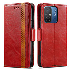 Funda de Cuero Cartera con Soporte Carcasa S02D para Xiaomi Poco C55 Rojo