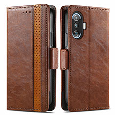 Funda de Cuero Cartera con Soporte Carcasa S02D para Xiaomi Poco F3 GT 5G Marron