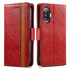 Funda de Cuero Cartera con Soporte Carcasa S02D para Xiaomi Poco F3 GT 5G Rojo