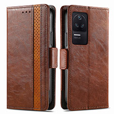 Funda de Cuero Cartera con Soporte Carcasa S02D para Xiaomi Poco F4 5G Marron