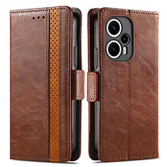 Funda de Cuero Cartera con Soporte Carcasa S02D para Xiaomi Poco F5 5G Marron