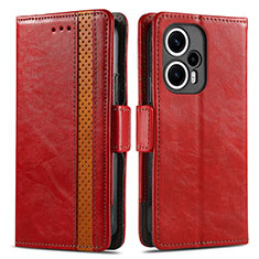 Funda de Cuero Cartera con Soporte Carcasa S02D para Xiaomi Poco F5 5G Rojo