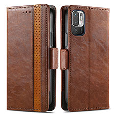 Funda de Cuero Cartera con Soporte Carcasa S02D para Xiaomi POCO M3 Pro 5G Marron