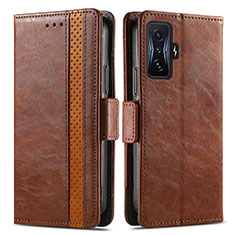 Funda de Cuero Cartera con Soporte Carcasa S02D para Xiaomi Redmi K50 Gaming 5G Marron