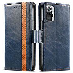 Funda de Cuero Cartera con Soporte Carcasa S02D para Xiaomi Redmi Note 10 Pro 4G Azul