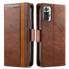 Funda de Cuero Cartera con Soporte Carcasa S02D para Xiaomi Redmi Note 10 Pro 4G Marron