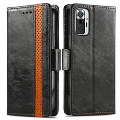 Funda de Cuero Cartera con Soporte Carcasa S02D para Xiaomi Redmi Note 10 Pro Max Negro