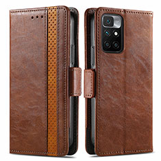 Funda de Cuero Cartera con Soporte Carcasa S02D para Xiaomi Redmi Note 11 4G (2021) Marron