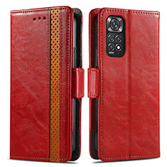 Funda de Cuero Cartera con Soporte Carcasa S02D para Xiaomi Redmi Note 11 4G (2022) Rojo