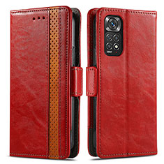 Funda de Cuero Cartera con Soporte Carcasa S02D para Xiaomi Redmi Note 11 Pro 5G Rojo