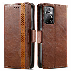 Funda de Cuero Cartera con Soporte Carcasa S02D para Xiaomi Redmi Note 11T 5G Marron