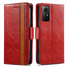 Funda de Cuero Cartera con Soporte Carcasa S02D para Xiaomi Redmi Note 12S Rojo