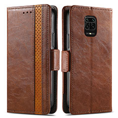 Funda de Cuero Cartera con Soporte Carcasa S02D para Xiaomi Redmi Note 9 Pro Max Marron