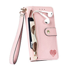 Funda de Cuero Cartera con Soporte Carcasa S03D para Apple iPhone 15 Plus Rosa