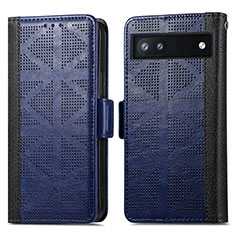 Funda de Cuero Cartera con Soporte Carcasa S03D para Google Pixel 6a 5G Azul