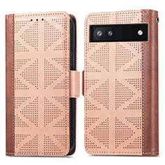 Funda de Cuero Cartera con Soporte Carcasa S03D para Google Pixel 6a 5G Marron Claro