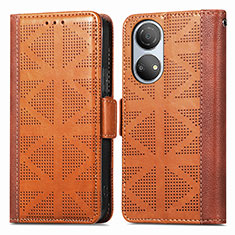 Funda de Cuero Cartera con Soporte Carcasa S03D para Huawei Honor X7 Marron