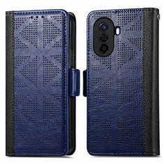 Funda de Cuero Cartera con Soporte Carcasa S03D para Huawei Nova Y70 Azul