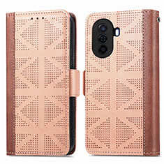 Funda de Cuero Cartera con Soporte Carcasa S03D para Huawei Nova Y70 Plus Marron Claro