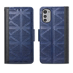 Funda de Cuero Cartera con Soporte Carcasa S03D para Motorola Moto E32 Azul