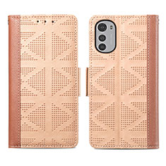 Funda de Cuero Cartera con Soporte Carcasa S03D para Motorola Moto E32 Marron Claro