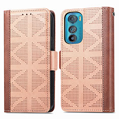 Funda de Cuero Cartera con Soporte Carcasa S03D para Motorola Moto Edge 30 5G Marron Claro